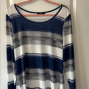 Lily Navy and Gray Striped Long Sleeve Top